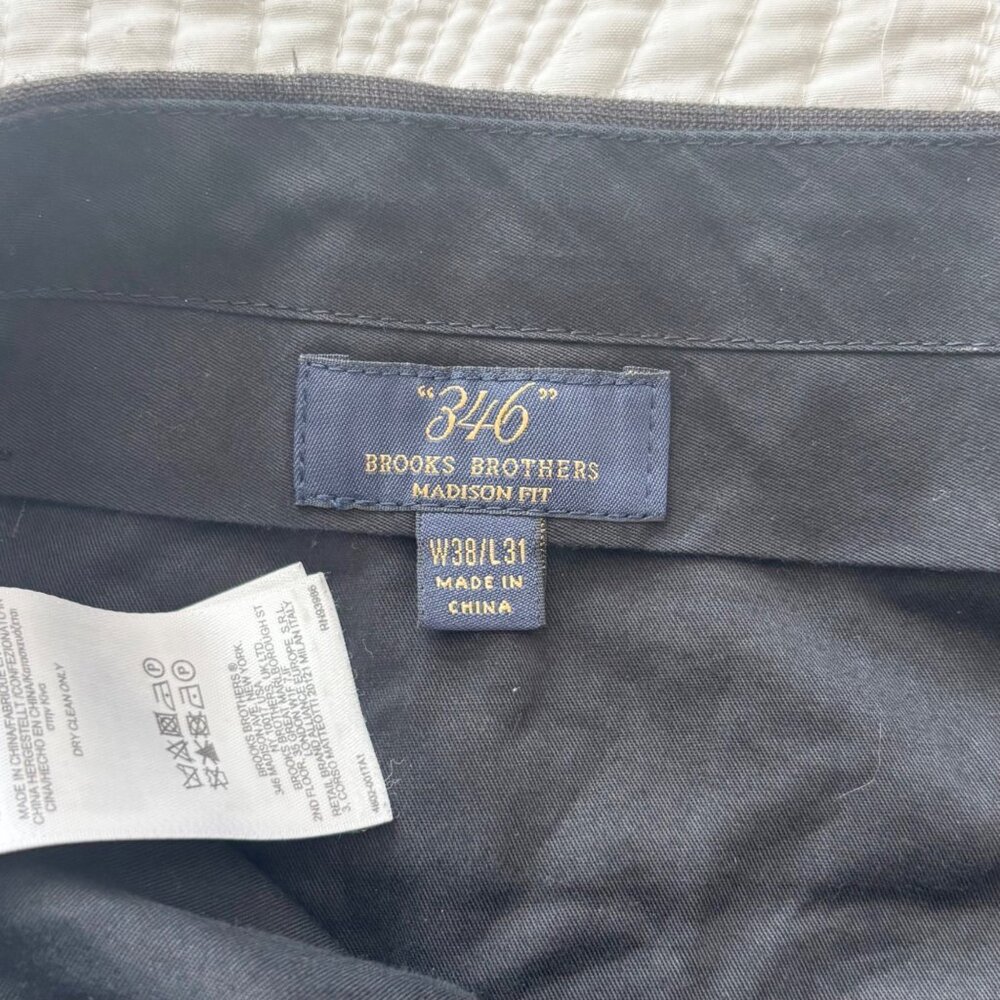 Brooks Brothers 346 Madison Fit Mens Dress Pants W38 L31 Gray Wool Blend - Picture 3 of 11